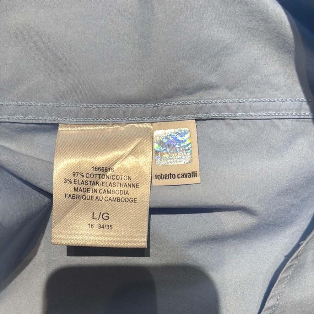 Roberto Cavalli Blue Cotton Dress Shirt - Picture 4 of 4